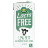 Packung der Arla H-Milch LactoFREE 1,5 % in einem Tetra Pak mit Kuh-Logo.