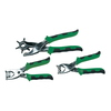 Zangen-Set mit drei Varianten, jeweils mit ergonomischen Griffen in Schwarz-Grün.