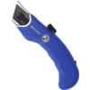 Blaues Sicherheitsmesser mit zurückfedernder Klinge und ergonomischem Griff.