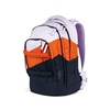 Schulrucksack in farbenfrohem Colour Blocking, seitliche Ansicht mit Ergonomie-Funktionen.