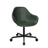 Grüner Bürodrehstuhl mit organischer Sitzschale und schwarzem Rollgestell.