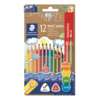 Buntstifte in einer Verpackung mit 12 Farben und zusätzlichem Bonus von 2 Stiften.