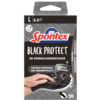 Packung mit Spontex Einweghandschuhen Black Protect, Größe L, zeigt Handschuhe in Schwarz.