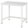 Weißer Arbeitstisch mit rechteckiger Arbeitsplatte und vier stabilen Gestellfüßen.