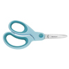 Blaue Bastelschere für Kinder mit ergonomischen Softgrip-Griffen und spitzen Klingen.