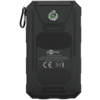 Robuste Solar-Powerbank mit Anti-Rutsch-Seiten, Kompass und Karabiner zur Befestigung.
