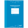 Blaues Berichtsheft für Ausbildungsnachweise mit Platz für persönliche Angaben auf dem Cover.