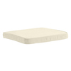 Beige gepolsterte Gartenstuhlauflage mit abgerundeten Kanten und strapazierfähigem Bezug.