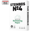 Weißer Karton mit der Aufschrift 'Steinbeis No. 4' und einem Symbol für nachhaltiges Papier.