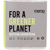 Recycling-Küchenrolle in Verpackung mit dem Text "For a Greener Planet" und grüner Schrift.