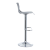 Grau farbiger Barhocker mit verstellbarer Sitzhöhe und Metallbasis, seitliche Ansicht.