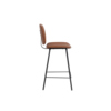 Seitenansicht eines braunen Vintage-Barhockers mit Metallgestell.