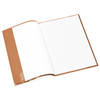 Brauner, transparenter Heftschoner im DIN A4 Format mit geöffneten Seiten und Quadratlinien.