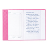 Rosa Heftschoner DIN A5 mit gepunktetem Innendesign und handschriftlichem Text.