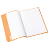 Offener DIN A5 Heftschoner in orange transluzent mit kariertem Innensheet.