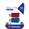 USB-Stick Set mit zwei Modellen in Rot und Blau, jeweils mit 32 Gbyte Speicher und Verpackung.