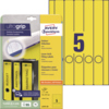 Gelbe Ordneretiketten mit der Bezeichnung "5" und ultragrip-Technologie für präzisen Druck.