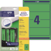 Grünes Ordneretikett mit der Nummer 4 und Verpackung von Avery Zweckform.