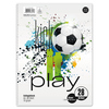 Collegeblock im DIN A4 Format mit Fußballmotiv und bunten Spritzern auf dem Cover.