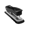Schwarzes Heftgerät mit silberner Bodenplatte, geeignet für das Heften von bis zu 20 Blatt.