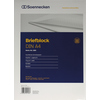 Briefblock DIN A4 in Rautenmuster mit 50 Blatt und beigelegten Produktinformationen.