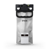 Schwarze Epson Tintenpatrone T01C1 in silberner Verpackung mit Tragegriff.