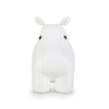 Weißer Hippo-Design-Buchstütze mit Augen und Ohren, frontal abgebildet.