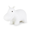 Weiße Buchstütze in Form eines Hippos.