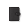 Schwarzer, genarbter Organizer mit Druckknopfverschluss im Pocket-Format.