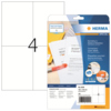 Universaletiketten in A4-Größe, verpackt, mit Beispielen zur Verwendung und Softwarehinweis.