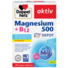 Verpackung des Nahrungsergänzungsmittels mit Magnesium und B12 in Tablettenform.