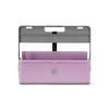 Violette Organisationsbox mit abnehmbarem Griff und zwei Trennrippen im Inneren.
