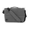 Grau melierter Laptoprucksack mit Schultergurt und Tragegriff.