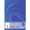 Liniertes Schulheft im DIN A4-Format mit blauer Deckseite und Label für Lineatur 4.