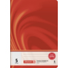 Karriertes DIN A5 Schulheft mit rotem Cover und weißem Beschriftungsfeld.