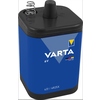Varta 431/4R25X Batterie, rechteckige Form mit Innenfeder und Aufkleber auf der Vorderseite.