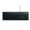Schwarze kabelgebundene Full-Size-Tastatur mit Ziffernblock und taktilen Tasten.