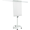 Mobiles Flipchart mit ausziehbaren Armen und Rollen auf einem stabilen Standfuß.