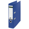Blauer Leitz Ordner Recycle DIN A4 mit zwei Ringen und beschriftbarem Rückenschild.