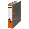 Oranger Leitz Ordner Wolkenmarmor in DIN A4 mit Beschriftungsfeld und stabilem Mechanismus.