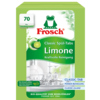 Verpackung der Frosch Spülmaschinentabs Classic Limonen mit einer grünen Box und Limonenabbildung.