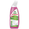 Flasche des Frosch WC-Reinigers Himbeer-Essig mit pinkfarbigem Etikett und Ausguss.