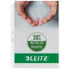 Prospekthülle mit klarer, matten Oberfläche und Hinweis auf 30 % recyceltes Plastik.