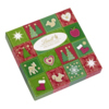 Geschenkbox mit Lindt Pralinen in weihnachtlichem Design mit bunten Motiven und Schriftzug.