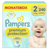 Packung Pampers Premium Protection Windeln Größe 2 in Monatsbox für Babys von 4-8 kg.