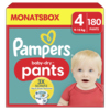 Packung Pampers Baby Dry Pants Größe 4 für Babys von 9-15 kg in Monatsbox mit 180 Stück.