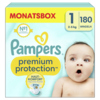 Packung von Pampers Premium Protection Windeln, Größe 1, für Babys von 2-5 kg, mit 180 Stück.