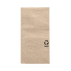 Braune, recycled Serviette mit Wellenmuster und Recycling-Symbol, ohne zusätzliche Aufheller.