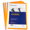 Orangene Schnellhefter für DIN A4 mit durchgehendem Beschriftungsstreifen, 10 Stück pro Packung.