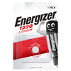 Energizer 1220 Lithium-Knopfzelle in Verpackung mit Sicherungshinweis und Maskottchen.